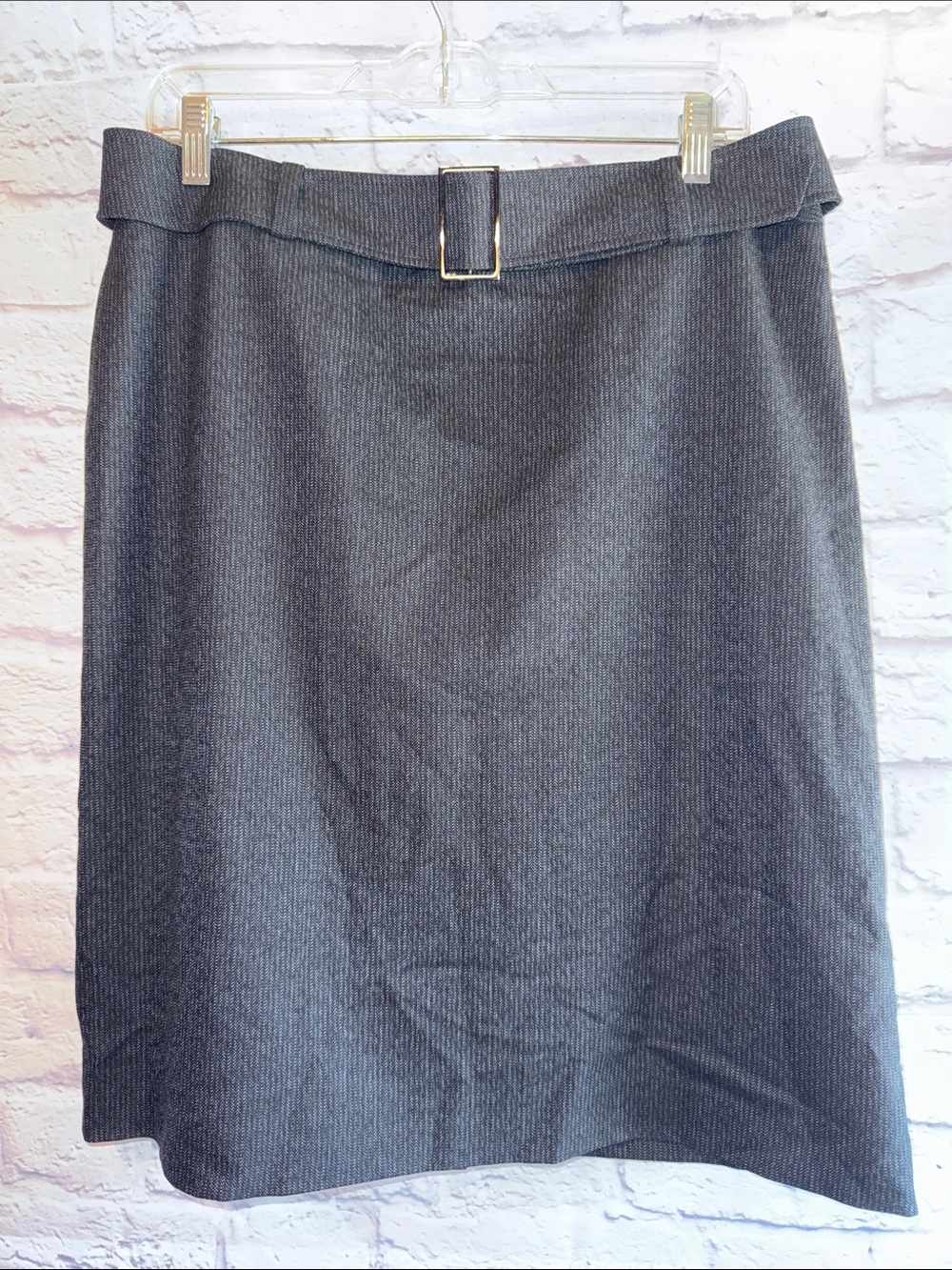 Alex Marie Charcoal Ribbed Pencil Skirt with Belt Detail